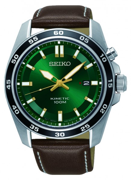 Seiko - Kinetic SKA791P1 Herenhorloge Groen Bruin