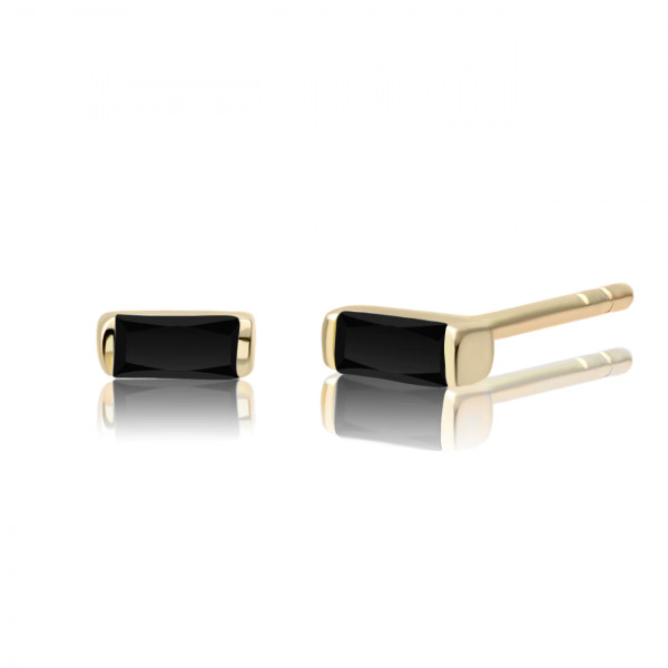 Sparkling Jewels - Baguette Oorknopjes EAG08-CZ Goudkleurig - Black Flame