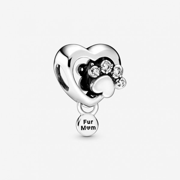 Pandora - Zilveren Passions Bedel 798873C01 Sprankelende Pootafdruk & Hart