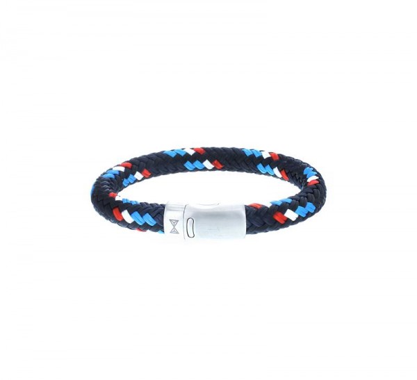 Aze Jewels - Armband AZ-BT001-F-210 Polyester Zwart - Rood/Wit/Blauw