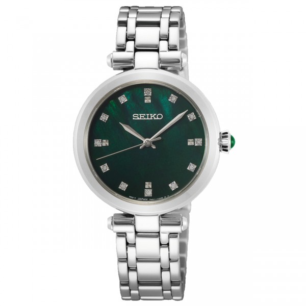Seiko - Dameshorloge Zilverkleurig/ Groen SRZ535P1