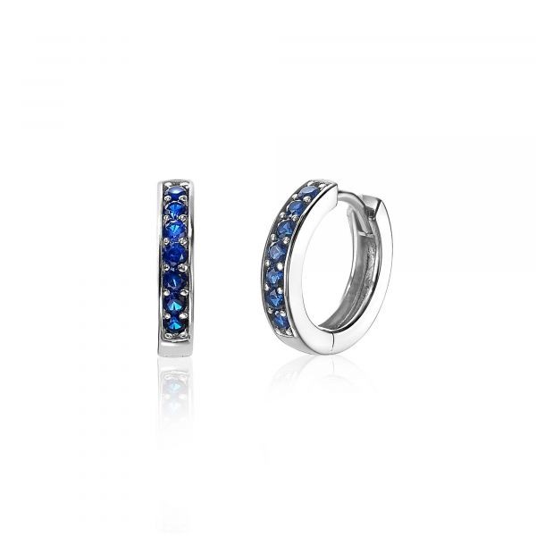 Zinzi - Zilveren Klapcreolen ZIO191DB Blauw