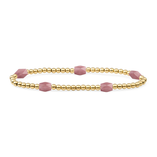 Sparkling Jewels Pink Rhodonite Reverse Edge Mix Armband SB-G-3MM-BAR-G24