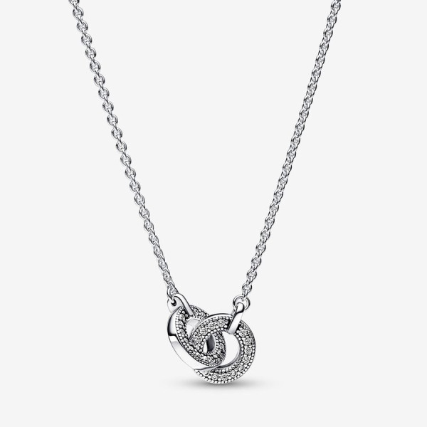Pandora Signature verstrengelde Pavé halsketting met hanger 392736C01-45