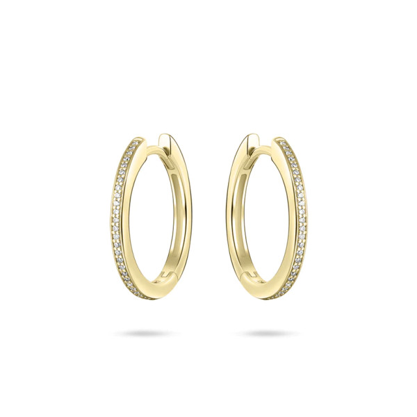 Zilveren Oorringen Verguld Zirkonia 20mm - 2mm dik