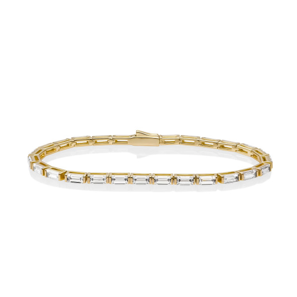 Sparkling Jewels Tennis Armband Goudkleurig Baquette White LK-TBG-019