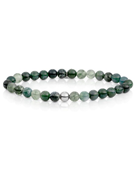 Sparkling Jewels - Armband SB-GEM16-ADD-4MM Moss Argate Saturn