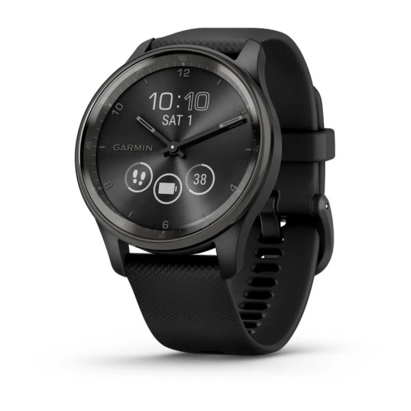 Garmin vivomove Trend Slate rand van RVS met zwarte behuizing en siliconen band 010-02665-00