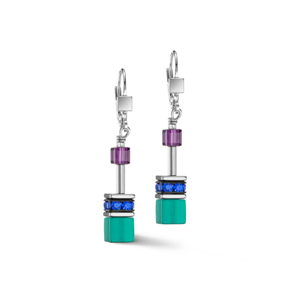 Coeur de Lion GeoCUBE Iconic Oorbellen Turquoise-Lilac 2838/20 - 0608