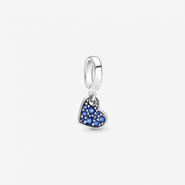 Pandora - Zilveren Bedel 799404C01 Stellar Blauw Pavé Titled Heart