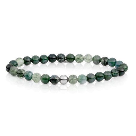Sparkling Jewels - Moss Agate Saturn Large Armband - SBG-GEM16-ADD-6MM