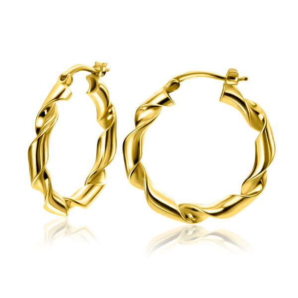 Zinzi Goudkleurige oorringen met Trendy gedraaide buis 28x3 mm ZIO2406G