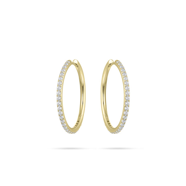 Zilveren Oorringen Verguld Zirkonia 30mm - 2mm dik