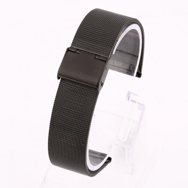 Remerko - horlogeband Mesh Milanees ZWART fijn 18mm