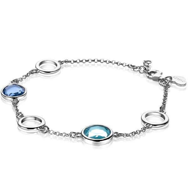 Zinzi - Zilveren Fantasie Armband ZIA2000 Blauw en Turquoise