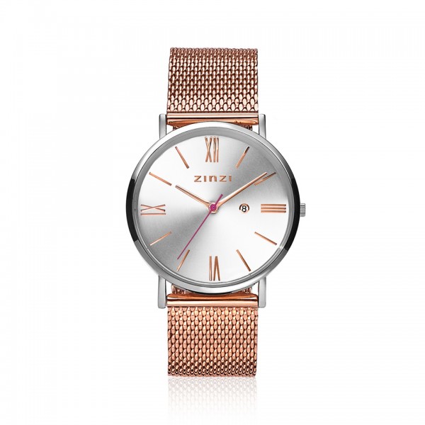 Zinzi - Roman ZIW512MR Dameshorloge Rosé-/Zilverkleurig + Gratis Zinzi Armbandje