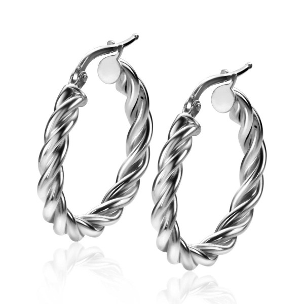 ZINZI zilveren wokkel oorringen met gedraaide buis 26 x 4 mm ZIO2281