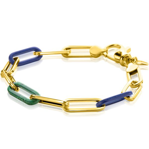 Zinzi Goudkleurige armband met paperclip schakels en trendy schakels 19 cm ZIA2455
