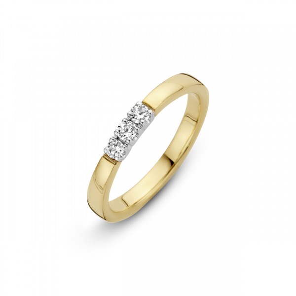 Briljant - Memoire Gouden Damesring 3x0,12crt Diamant