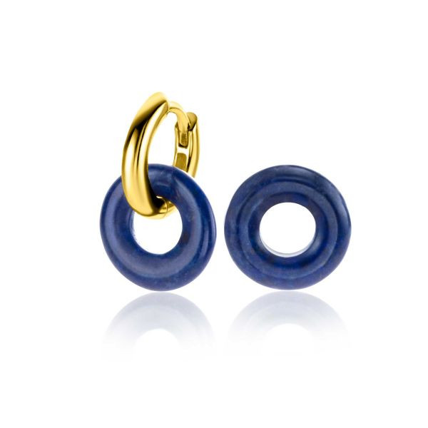 ZINZI voorbedels 12 mm rond met Lapis Lazuli edelsteen (zonder oorringen) ZICH2274L