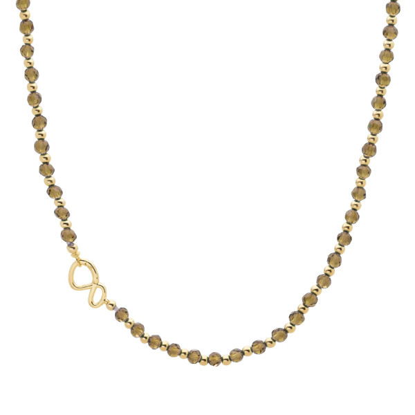 Sparkling Jewels Link Ketting Smoky Quartz Mix Goudkleurig NLK03G-G23-042