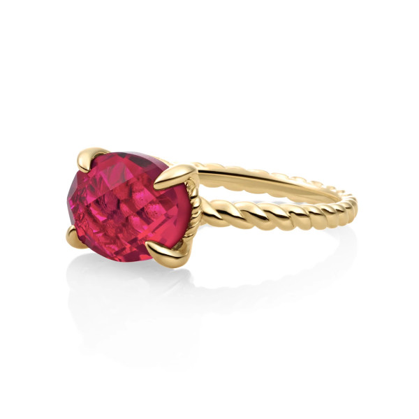 Sparkling Twist Ring Fuchsia Quartz - 9 karaat SRIG03-G51 maat 58