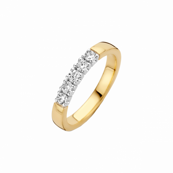 Briljant - Memoire Gouden Damesring 5x0,09crt Diamant