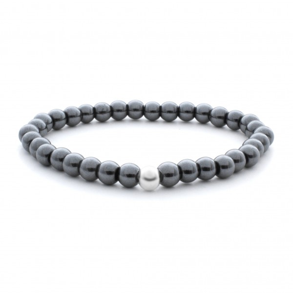 Sparkling Jewels Armband Saturn SB-GEM01-ADD-6MM Hematite 6 mm Large
