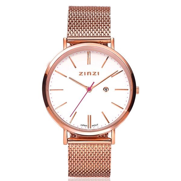 Zinzi - Retro ZIW408M Dameshorloge - Rosékleurig + Gratis Zinzi Armbandje