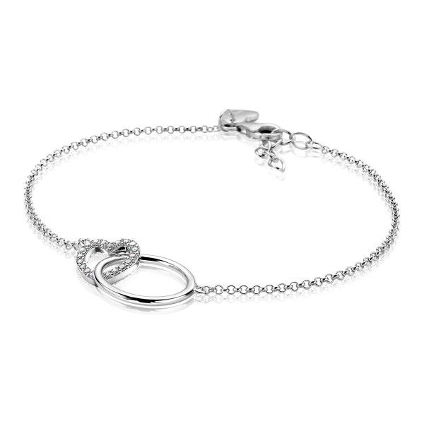 Zinzi - Zilveren Armband ZIA1483 Open Rond en Hart