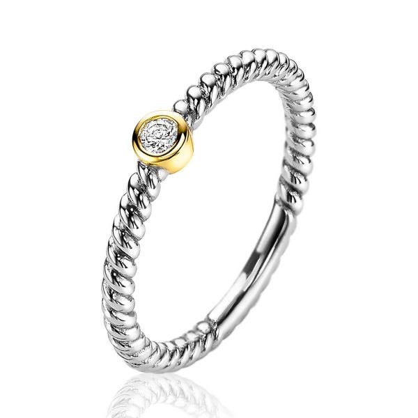 Zinzi - Zilveren Bicolor Ring ZIR2132-52 Gedraaid