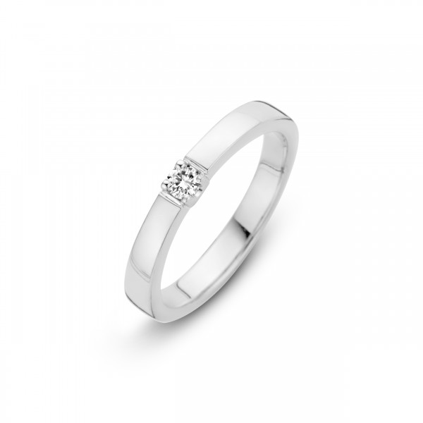 Briljant - Memoire Witgouden Damesring 0,18crt Diamant