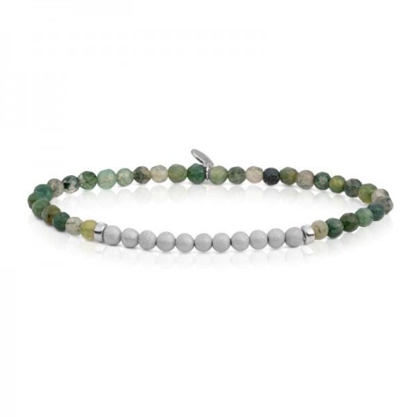 Sparkling Jewels - Armband SBG-GEM16-3MM-CHAM Moss Agate Lightyear