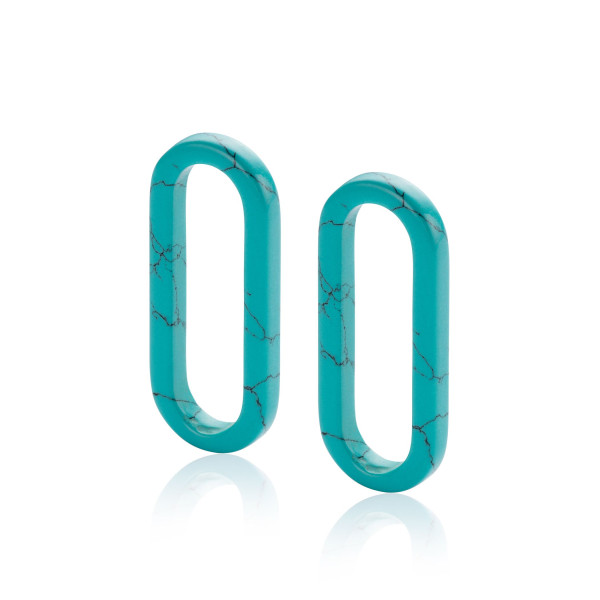 Zinzi grote ovale oorbedels in trendy turquoise blauw 30 mm (zonder oorringen) ZICH2456T