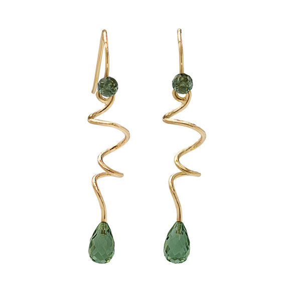Rabinovich Oorhanger Groen Kwarts en goud verguld 76504324