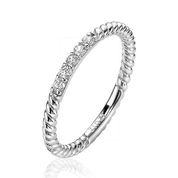 Zinzi - Zilveren Ring ZIR2128-52 Gedraaid met Witte Zirkonia's
