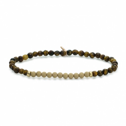 Sparkling Jewels Additional Damesarmband SBG-GEM09-3mm-CHAM Tijgeroog Verguld Zilver