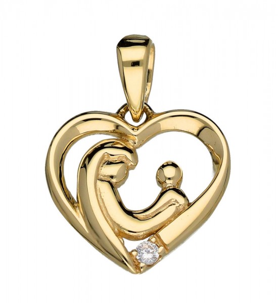 Gouden Familie Hanger Hart 1 Zirkonia 220.0946.00