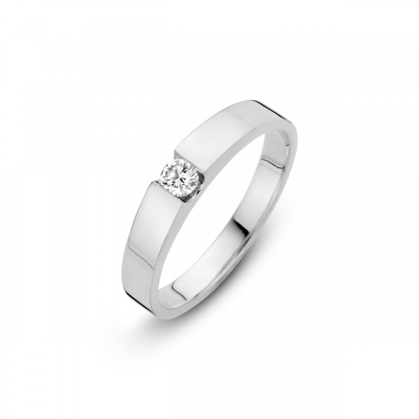 Briljant - Stretto Witgouden Damesring 0,30crt Diamant
