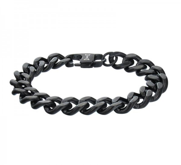 Aze Jewels - Stalen Armband AZ-BM001-B-210 Gourmet Full Flat - Zwart