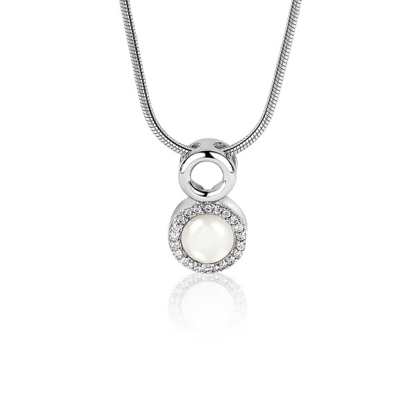 Zinzi - Zilveren Hanger ZIH1719 Rond Parel Zirkonia