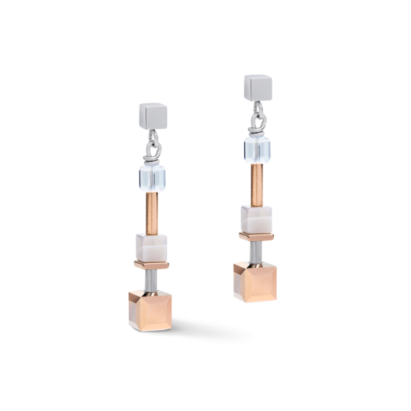 Coeur de Lion - Oorbellen GeoCube 5061211631 Swarovski & Botswana Agaat