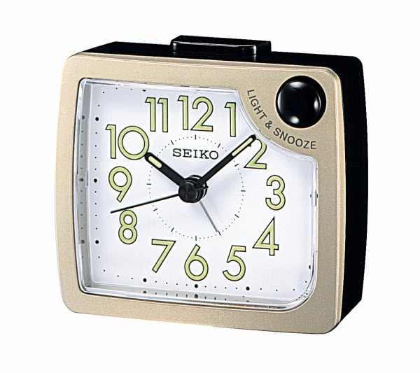 Seiko wekker QHE120G - zwart/bronskleurig kunststof kast