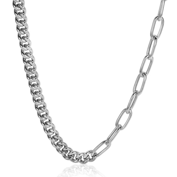 ZINZI Zilveren Multi-Schakelketting met Gourmet en Paperclip schakels 6,7 mm breed ZIC2285