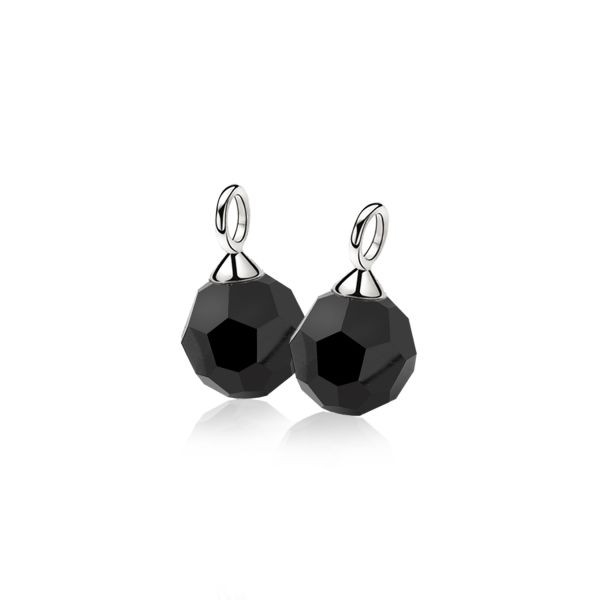 Zinzi Zilveren Oorbedels Zwart 10mm ZICH266BL (zonder oorringen)
