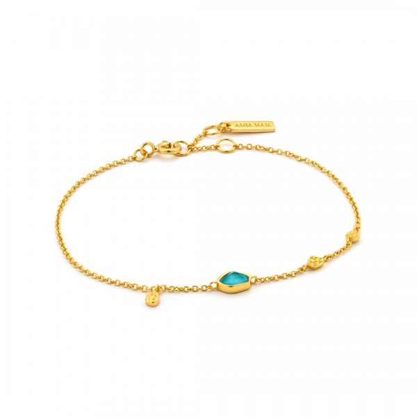 Ania Haie - Turquoise Discs Armband B014-01G Goudkleurig
