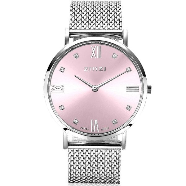 Zinzi - Roman ZIW541M Dameshorloge + Gratis Zinzi Armbandje Roze Wijzerplaat