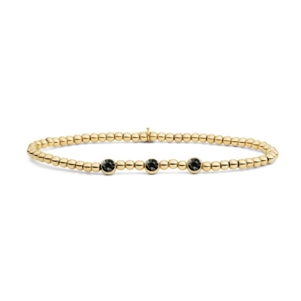 Sparkling Jewels Black CZ Goudkleurige Armband SB-G-3MM-CB02