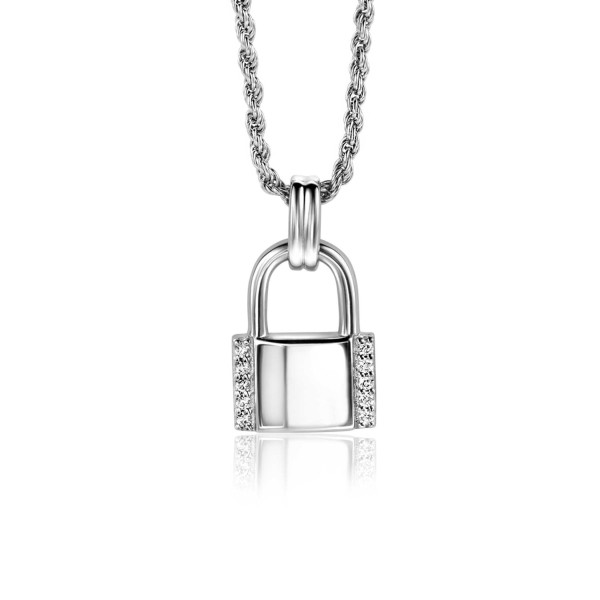ZINZI zilveren hanger in de vorm van een slotje met witte zirkonia's ZIH2391