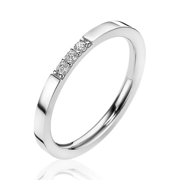 ZINZI Gladde aanschuifring bezet met 3 witte zirconia's ZIR2130-60
